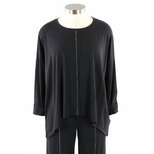 NEW LIV women's zanna pleat flowy top in black